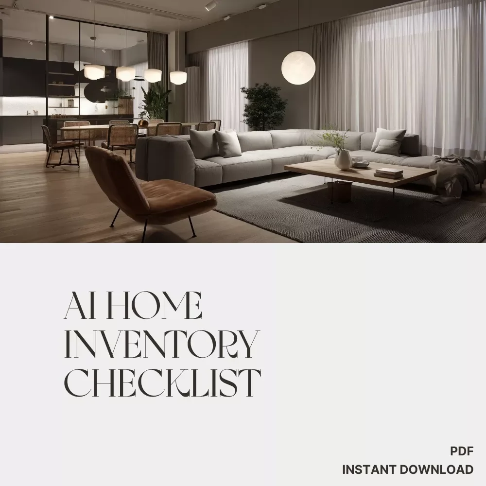 AI Home Inventory Checklist | Digital Download Guide | How to Use AI to Track Your Home Inventory | Smart Home Organization Template