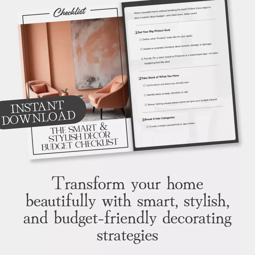 The Smart & Stylish Decor Budget Checklist | Printable Home Budget Planner | Digital Guide for How to Plan a Realistic Decor Budget