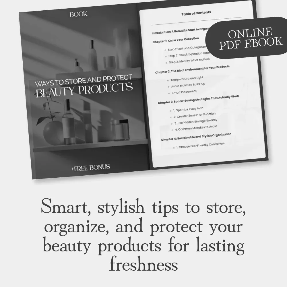 Ways to Store and Protect Beauty Products | eBook for Organizing Cosmetics, Efficient Makeup Storage, and Sustainable Beauty Care – Learn how to store beauty products efficiently and keep them fresh longer