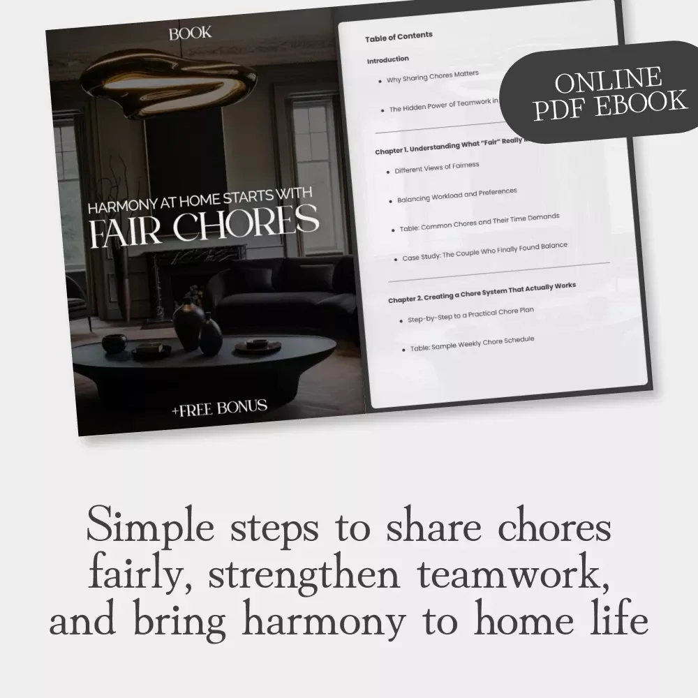 Harmony at Home Starts with Fair Chores | The Best Way to Share Chores at Home | Digital eBook for Families & Couples