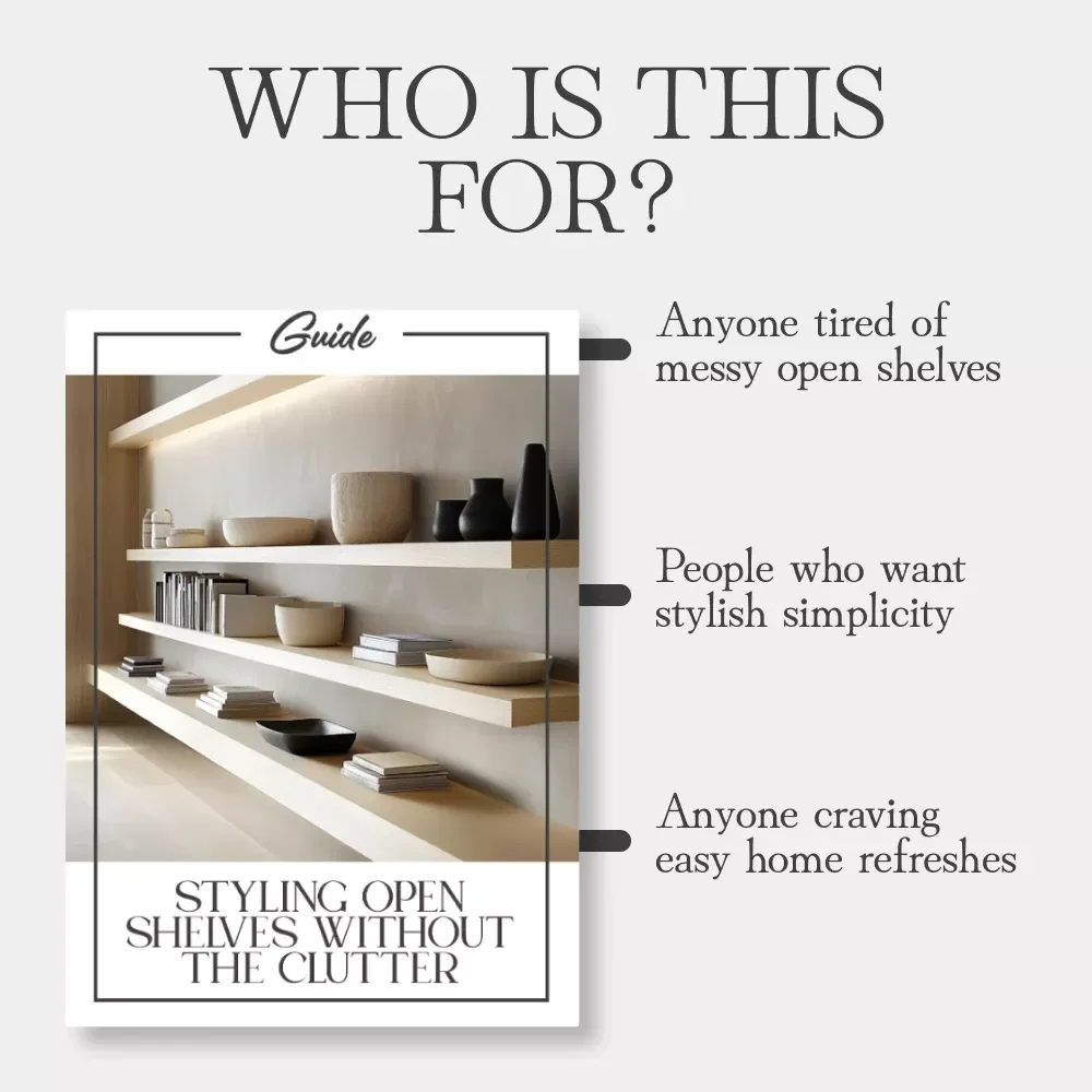 Styling Open Shelves Without the Clutter | Modern Home Styling Guide for Minimalist Decor Lovers | Digital Download eBook on How to Style Open Shelves Without Clutter