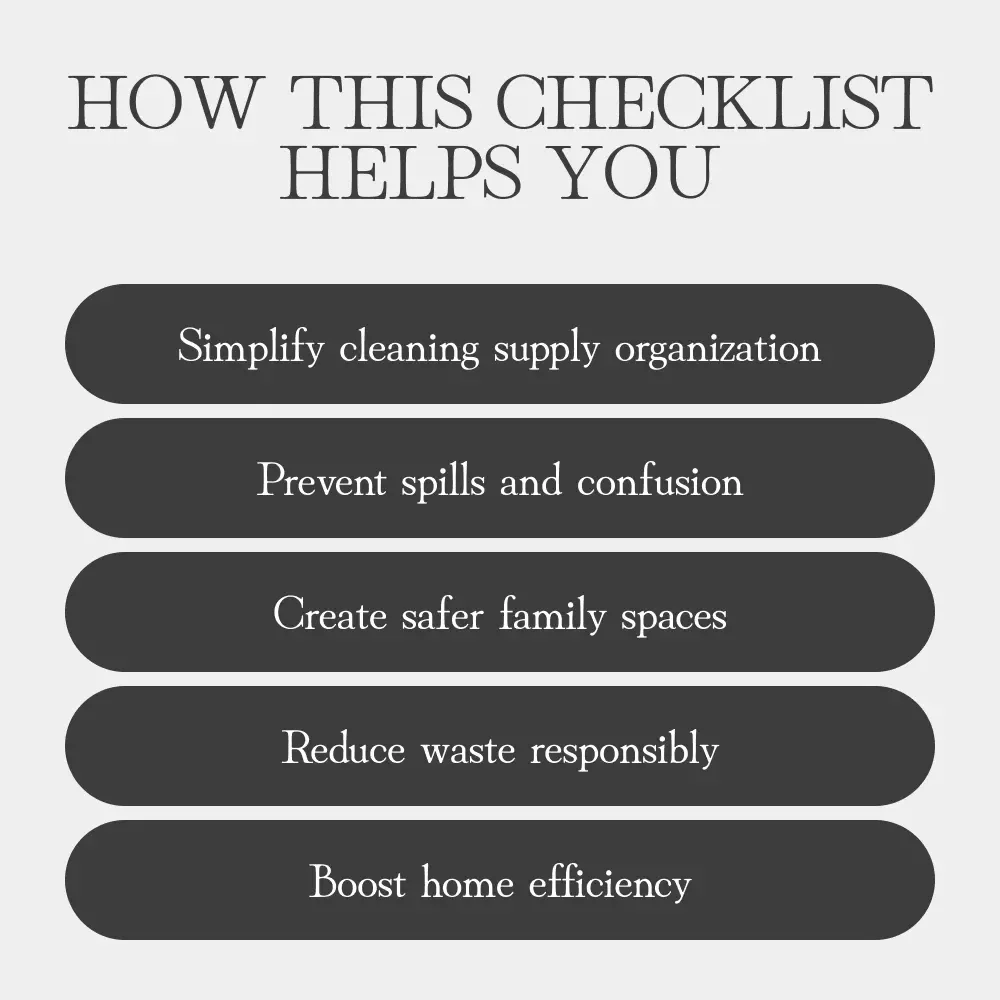 Clean & Secure Spaces | Printable Home Safety Checklist for Organizing Cleaning Products | Digital Download Guide on the Best Way to Store Cleaning Products Safely