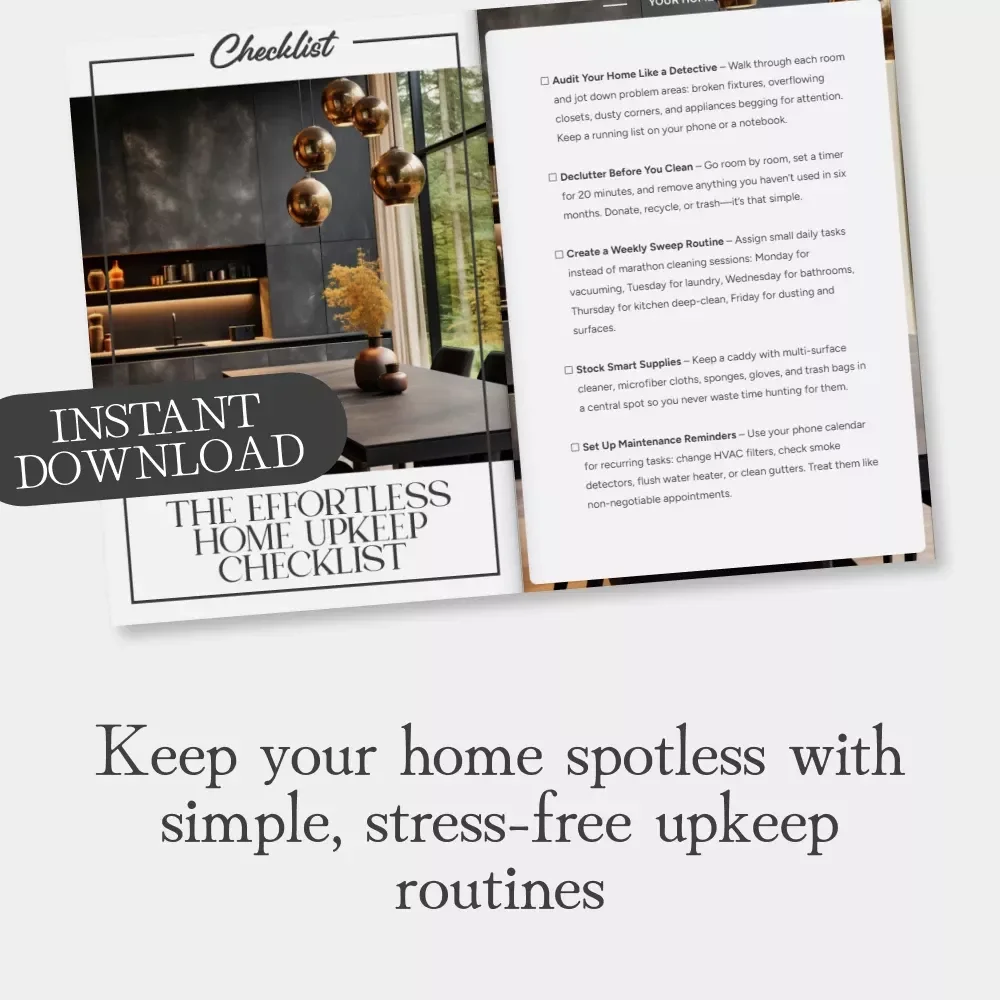 The Effortless Home Upkeep Checklist | Digital Download for Easy Home Organization & Cleaning Routine | How to Simplify Home Upkeep Printable