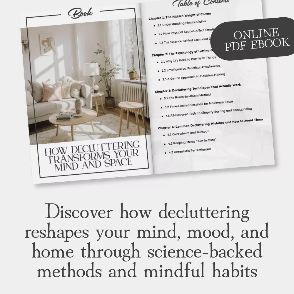 How Decluttering Transforms Your Mind and Space | Digital eBook for Calm Living | Why Decluttering Helps You Feel Calm | Home Organization & Mindset Reset Guide