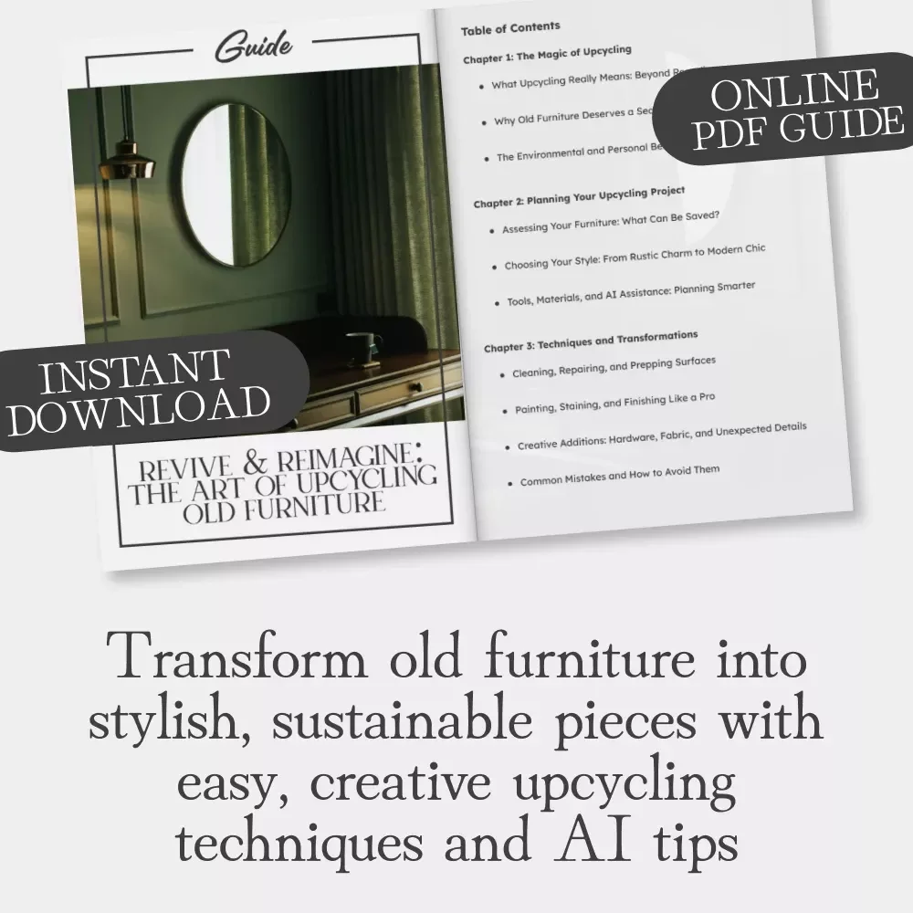 Revive & Reimagine: The Art of Upcycling Old Furniture | DIY Upcycling Guide, Eco-Friendly Home Decor eBook, Furniture Makeover Ideas, Digital Download