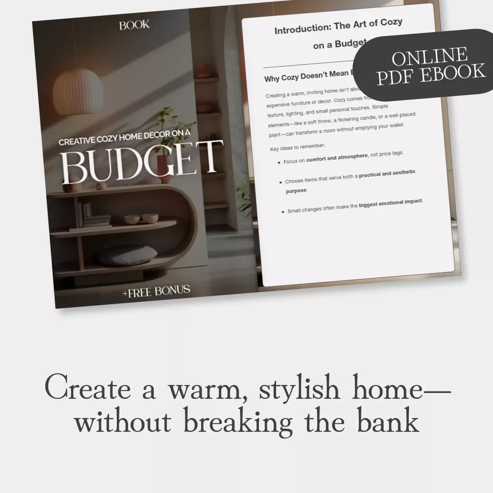 Creative Cozy Home Decor on a Budget | eBook for Affordable Interior Styling | Digital Download Guide with DIY Tips, Thrift Finds & Cozy Home Inspiration | Perfect for Small Spaces & Minimalist Aesthetic | Tips for Cozy Home Decor on a Budget