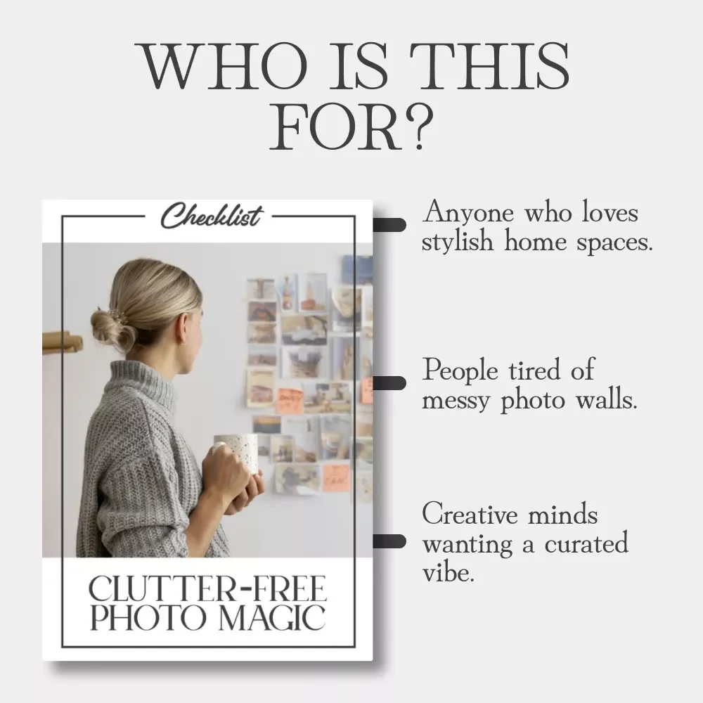 Clutter-Free Photo Magic | Printable Checklist for How to Display Photos Without Clutter | Digital Home Decor Guide