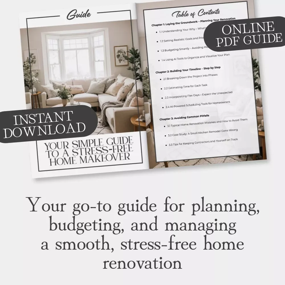 Your Simple Guide to a Stress-Free Home Makeover | Digital Guide for Planning a Simple Home Renovation Timeline | Printable PDF for Homeowners & DIY Remodel Enthusiasts