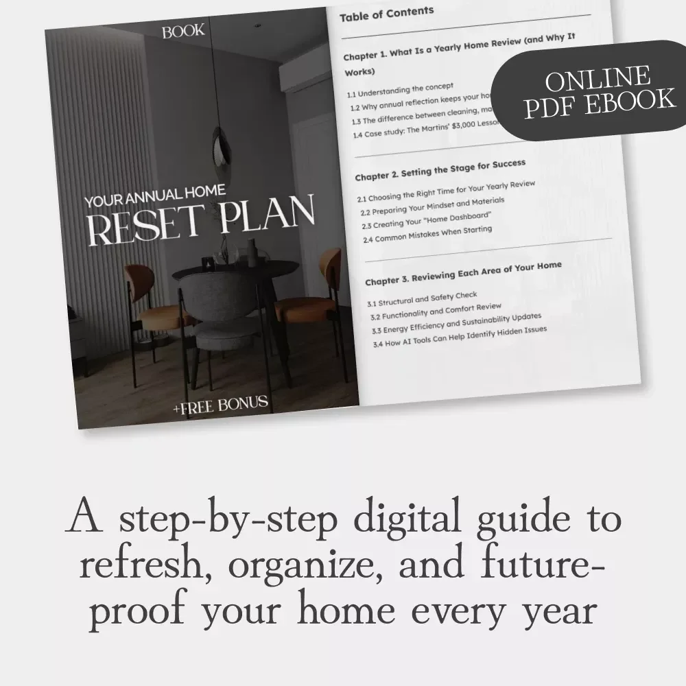 Your Annual Home Reset Plan | Digital Home Organization Guide, Yearly Home Review eBook, Smart Home Maintenance Checklist, Budget & Lifestyle Planner