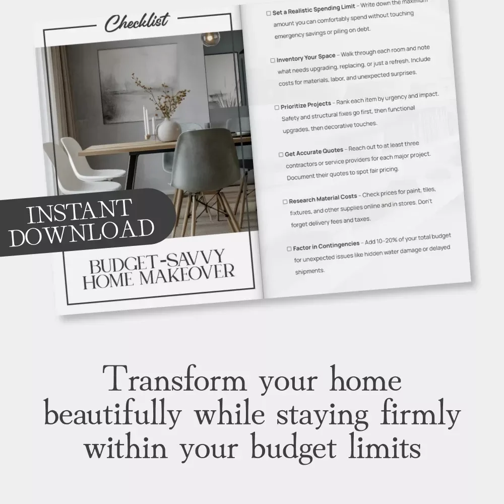 Budget-Savvy Home Makeover | Printable Home Improvement Budget Checklist | How to Plan a Home Improvement Budget Step-by-Step Guide for DIY & Renovation Lovers