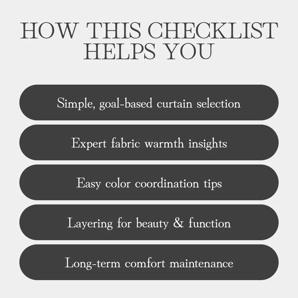 The Warm & Stylish Curtain Checklist | Digital Download for Home Décor Lovers | Tips for Choosing Curtains for Warmth and Style