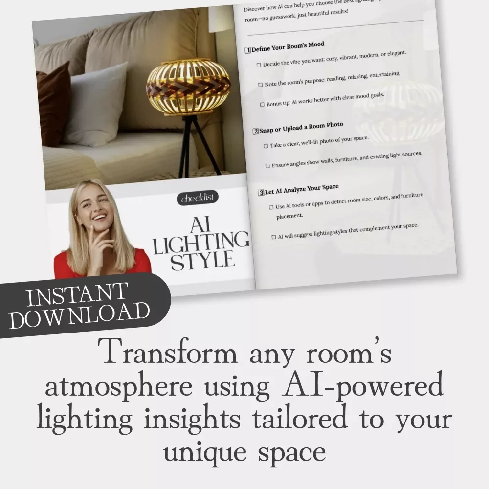 AI Lighting Style Checklist ✨ | Digital Home Decor Guide | Learn how to use AI to pick lighting styles for every room | Interior Design eBook for Modern, Cozy, or Elegant Spaces