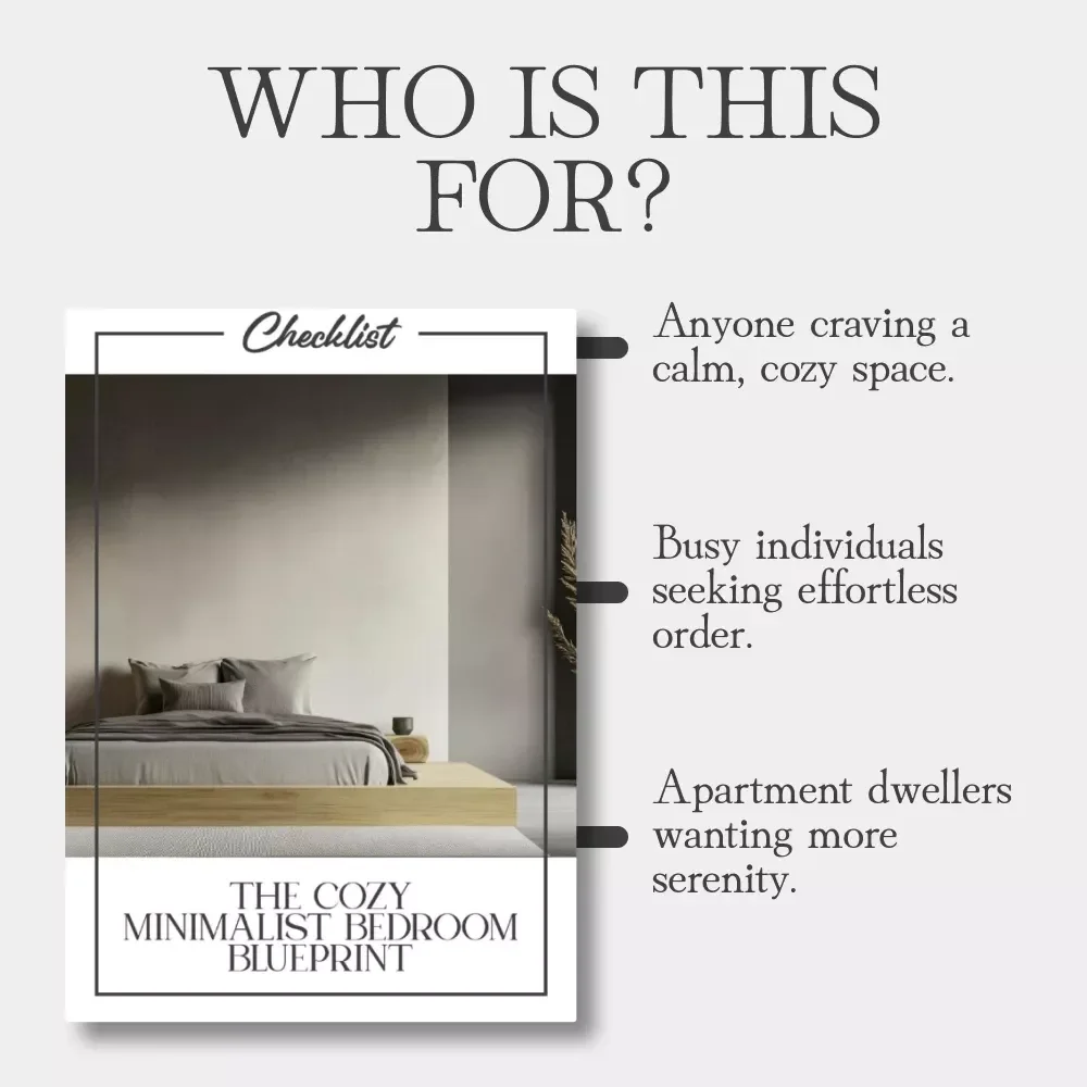 The Cozy Minimalist Bedroom Blueprint | Printable Checklist for a Calm, Clutter-Free, and Inviting Sleep Space | Digital Download Guide on How to Design a Minimalist Cozy Bedroom