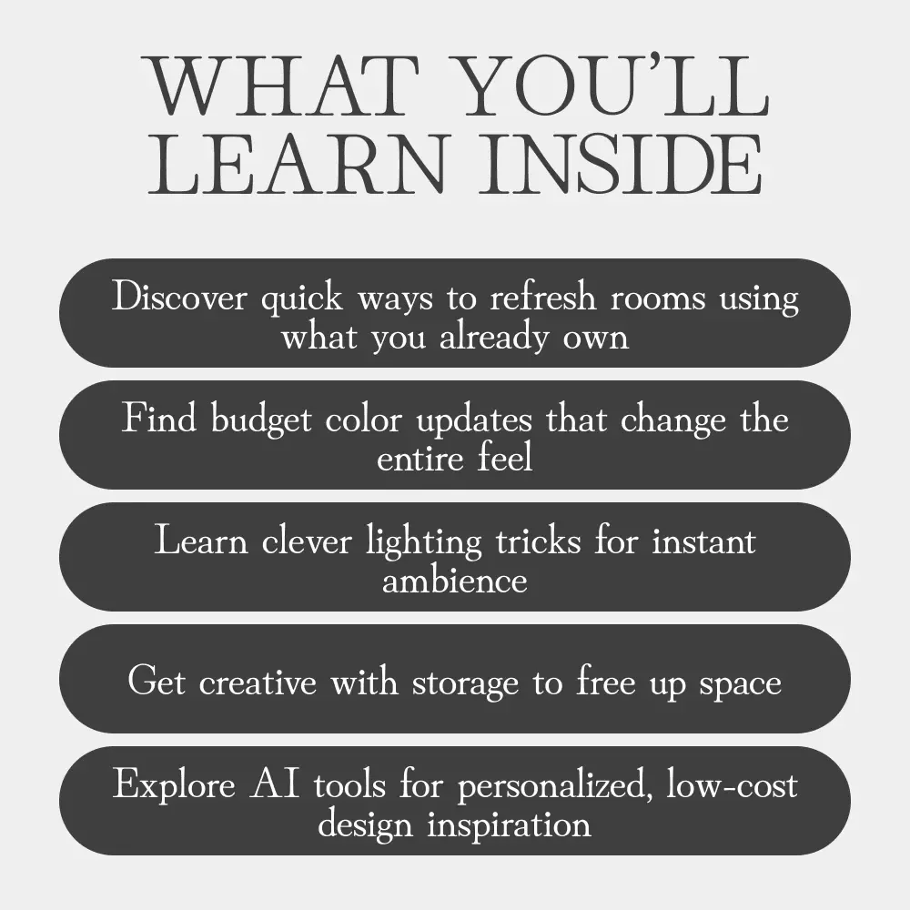 Fresh Spaces on a Budget | eBook for How to Refresh Rooms on a Budget | DIY Home Decor, Budget-Friendly Room Makeover Guide, Digital Download