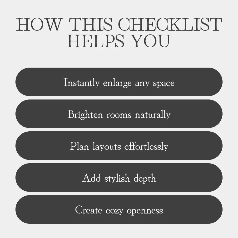 Mirror Magic to Make Room Look Bigger | Printable Home Decor Checklist | Digital Download Guide on How to Use Mirrors to Make Rooms Feel Bigger | Interior Design Tips for Small Spaces