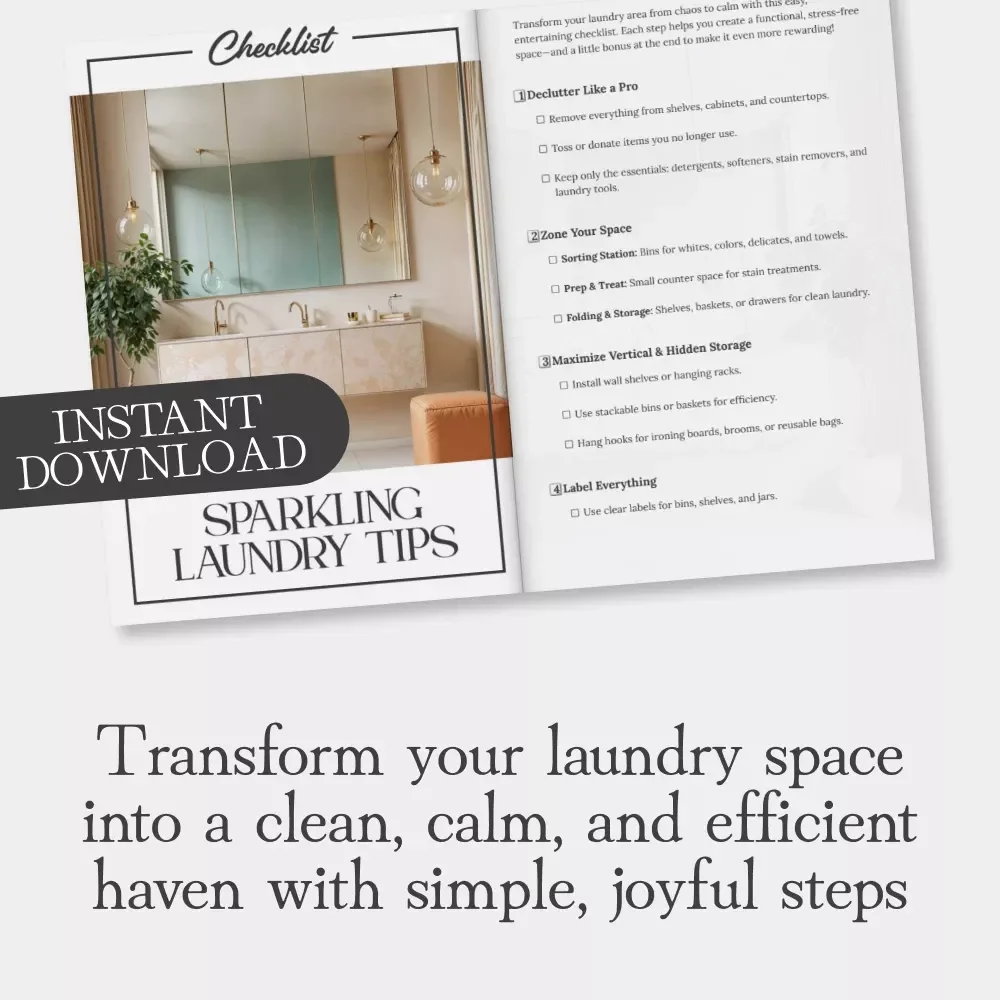 Sparkling Laundry Tips Checklist | How to Organize Your Laundry Area Like a Pro | Digital Download Home Organization Guide