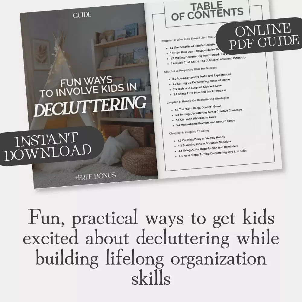 Fun Ways to Involve Kids in Decluttering | Family Decluttering Guide | How to Involve Kids in Decluttering | Printable Digital Download for Parents