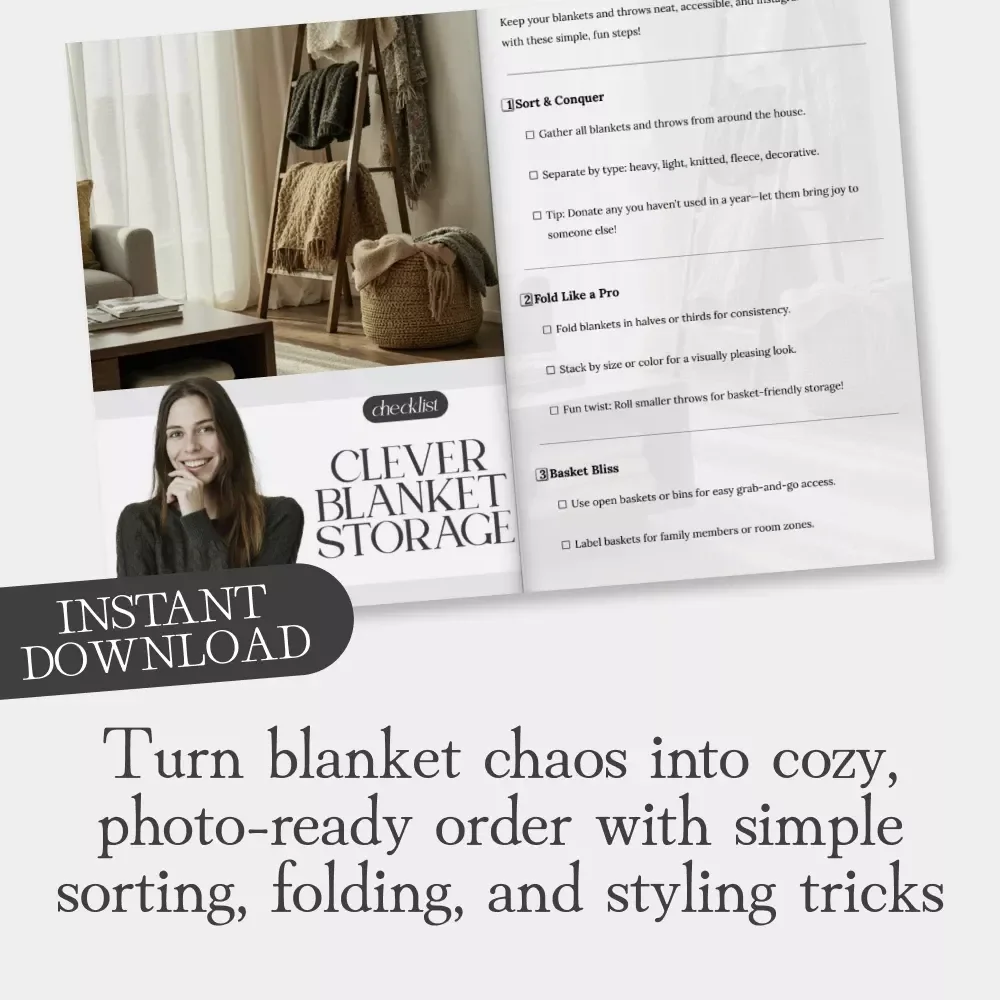 Clever Blanket Storage Checklist | Digital Download Guide for How to Store Blankets and Throws Neatly | Home Organization eBook for Cozy, Tidy Living Spaces