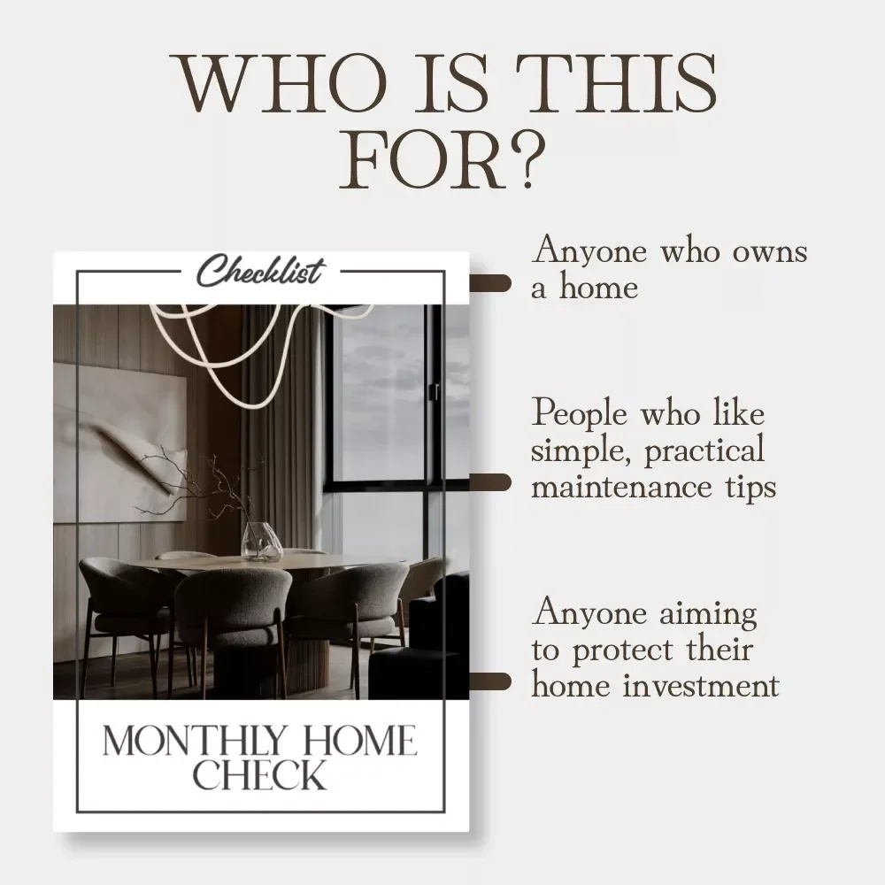 Monthly Home Check | Printable Checklist for Home Maintenance | Digital Download Guide with Tips for Monthly Home Checks | Easy Home Care Organizer for Safety & Efficiency
