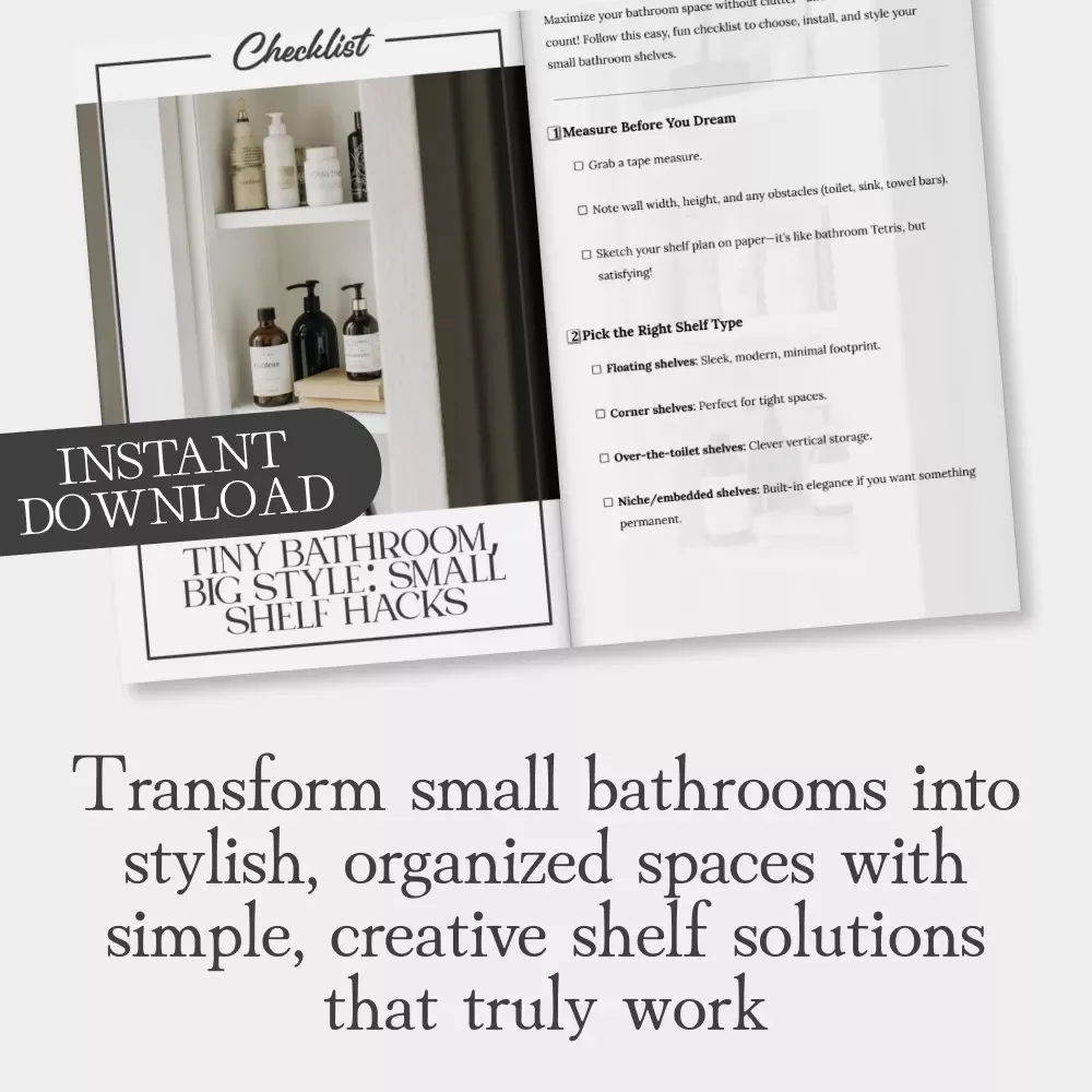 Tiny Bathroom, Big Style: Small Shelf Hacks Checklist | Smart Tips for Small Bathroom Shelves | Printable Home Decor Storage Guide