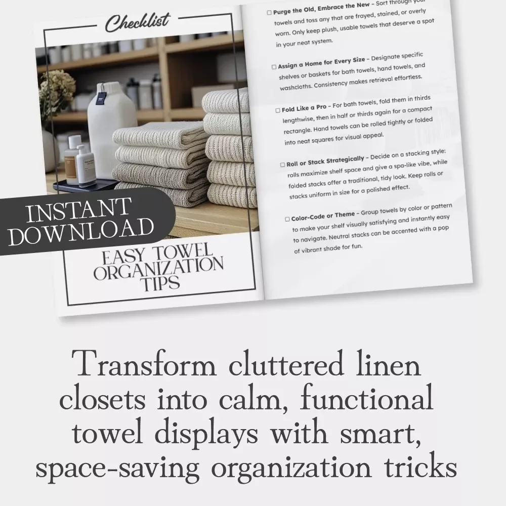 Easy Towel Organization Tips Checklist | Best Way to Store Towels Neatly | Bathroom Decluttering & Storage Guide for Home Organization