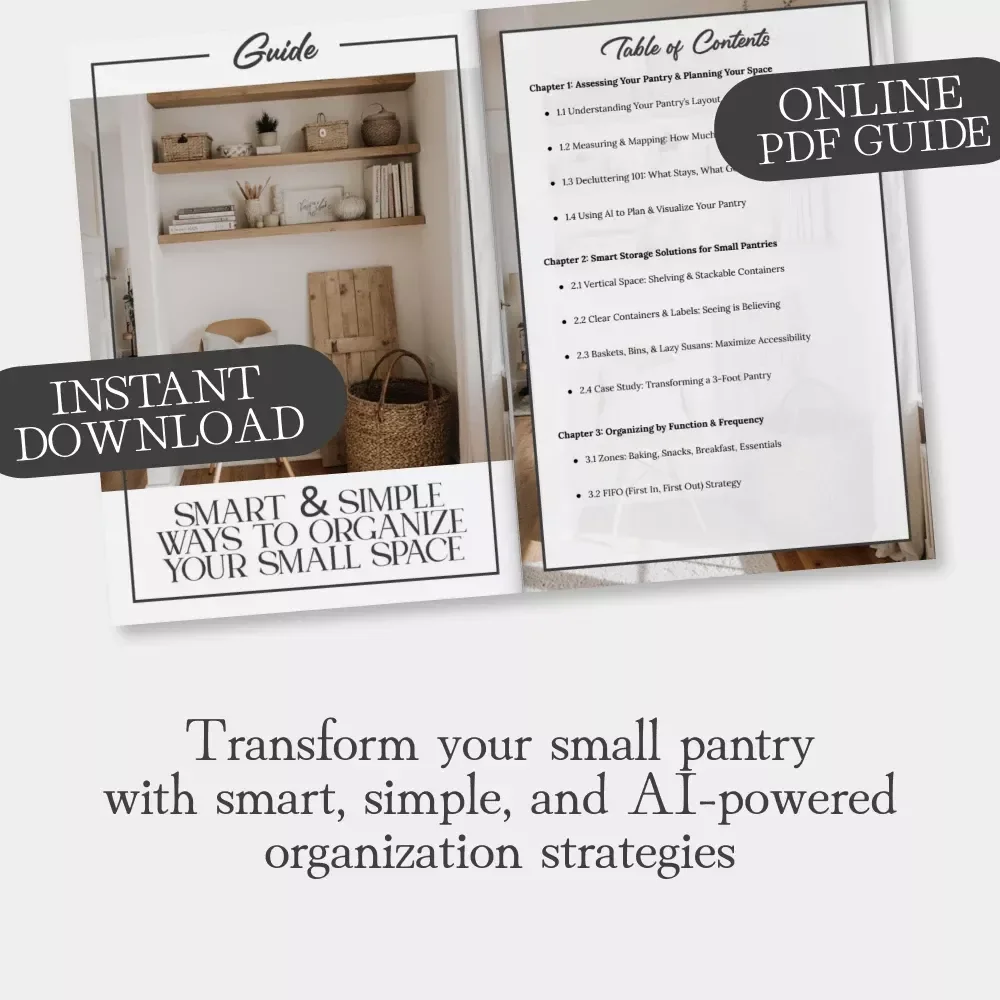 Smart & Simple Ways to Organize Your Small Space | Digital Guide for How to Organise a Small Pantry Efficiently | Small Pantry Organization Ideas & Storage Solutions