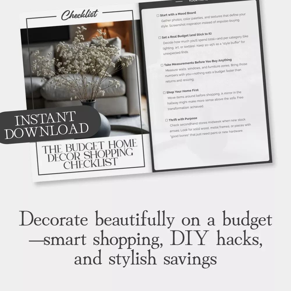 The Budget Home Decor Shopping Checklist | Printable Home Decor Guide | Digital Download | How to Shop Home Decor on Budget