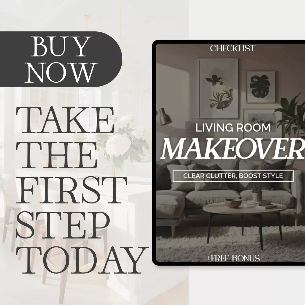 Living Room Makeover Checklist: Clear Clutter, Boost Style | Printable Home Organization Guide for How to Organize a Cluttered Living Room | Minimalist Decluttering Digital Download
