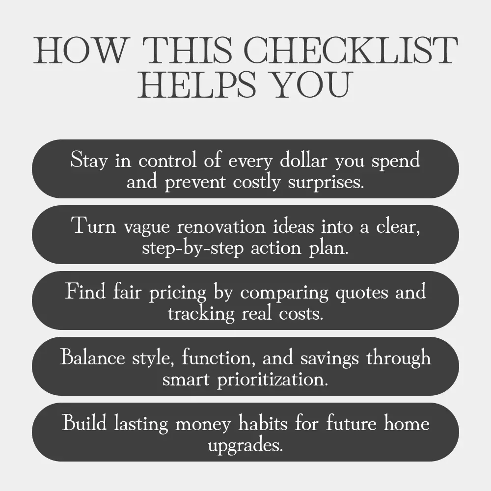 Budget-Savvy Home Makeover | Printable Home Improvement Budget Checklist | How to Plan a Home Improvement Budget Step-by-Step Guide for DIY & Renovation Lovers
