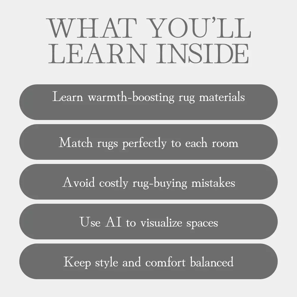 Choosing Rugs for Warmth and Comfort | Cozy Home Decor Guide | Digital Download | How to Choose Rugs for Warmth and Comfort | Rug Buying Tips for Every Room