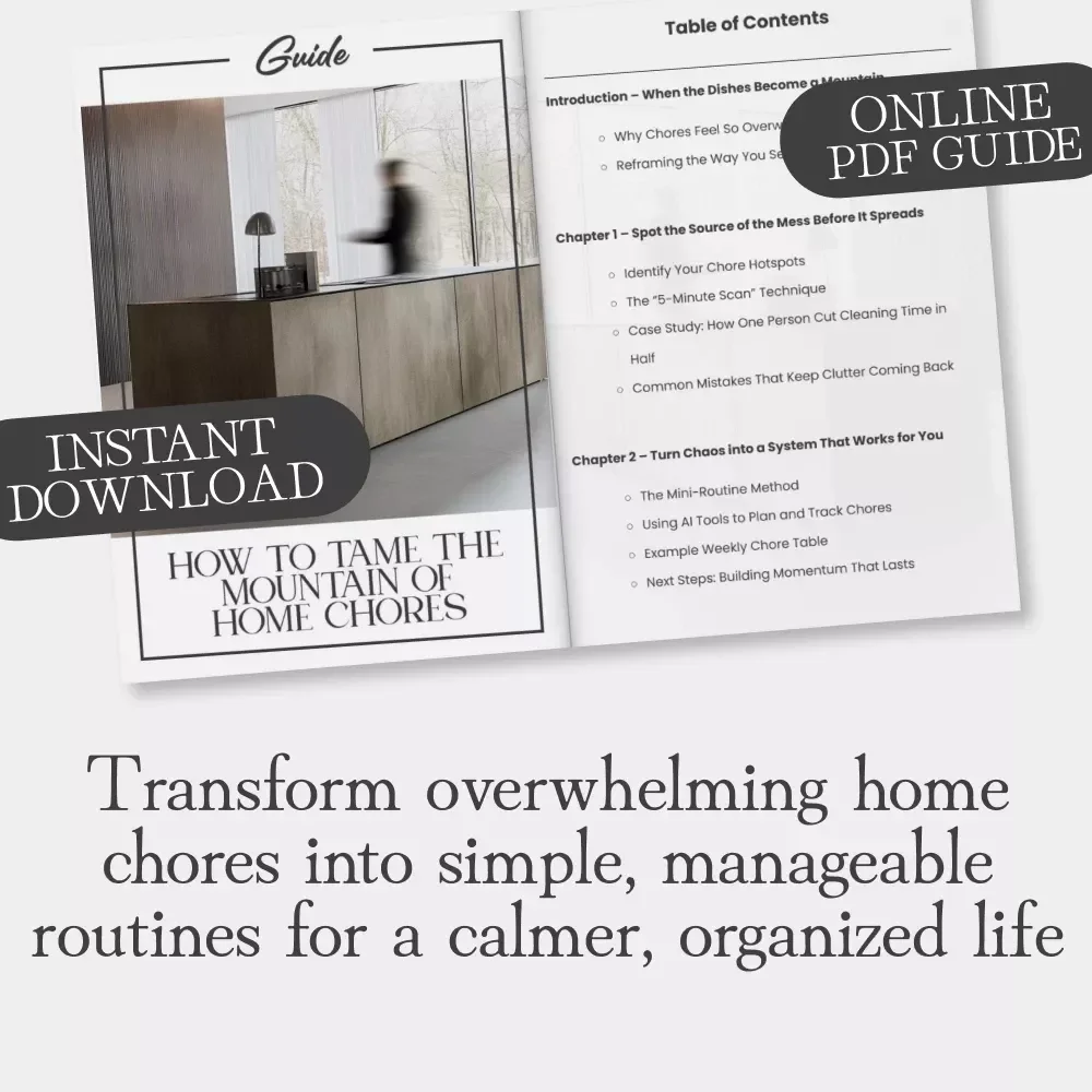 How to Tame the Mountain of Home Chores – Digital Guide for Overwhelmed Homeowners | Printable Cleaning System | Organize Your Routine eBook
