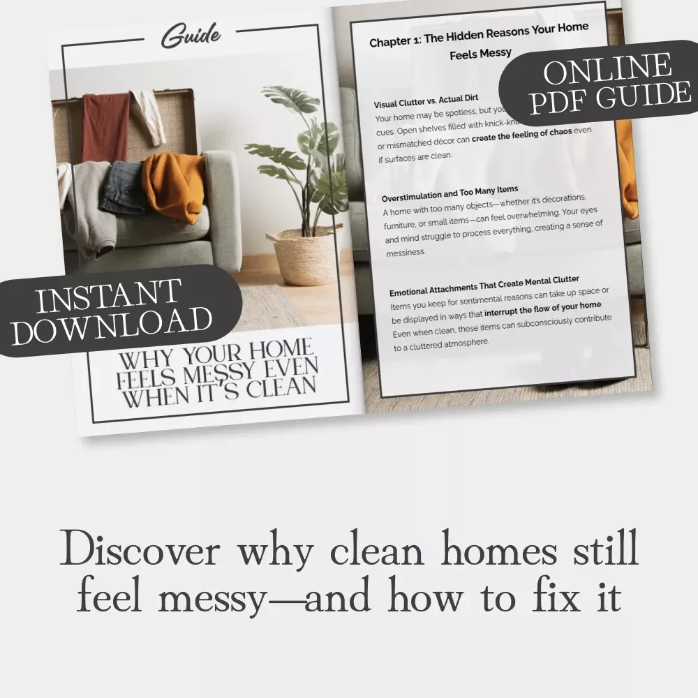 Why Your Home Feels Messy Even When It’s Clean | Digital Guide to Creating a Calm, Organized Space | Decluttering, Emotional Attachments & Mindful Home Design | Printable PDF eBook Download