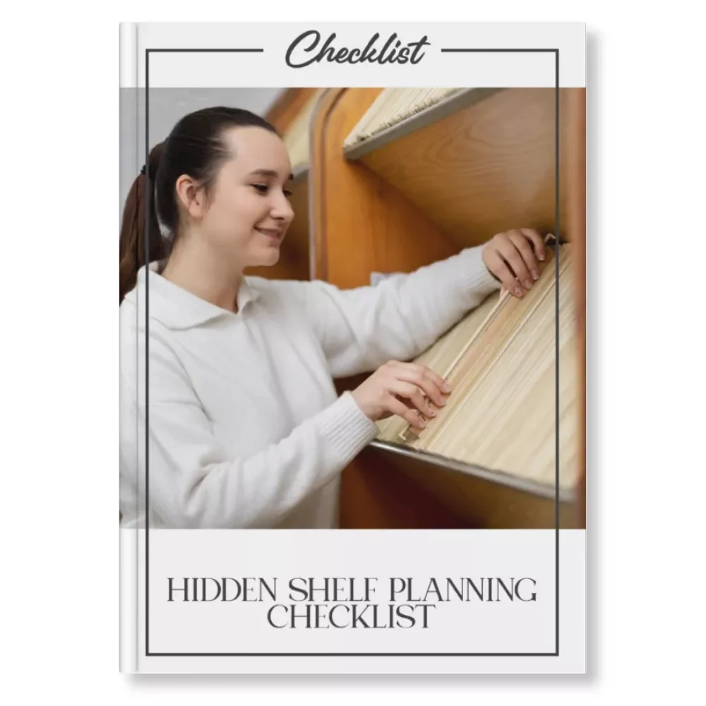Hidden Shelf Planning Checklist | Printable Guide for How to Plan Hidden Pantry Shelves | Secret Storage Ideas for Stylish Kitchens