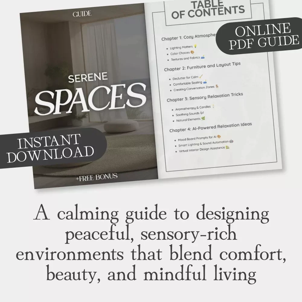 Serene Spaces | Digital Guide on How to Make Your Living Room More Relaxing | Cozy Atmosphere, Furniture Layout, Sensory Tricks & AI-Powered Design Ideas