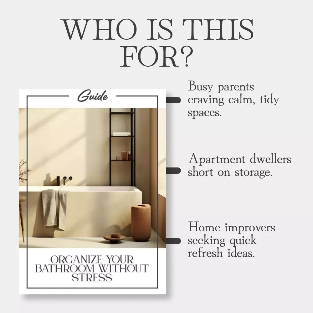 Organize Your Bathroom Without Stress | Digital Guide for How to Clean and Maintain Bathroom Storage | Declutter, Simplify & Create Lasting Order