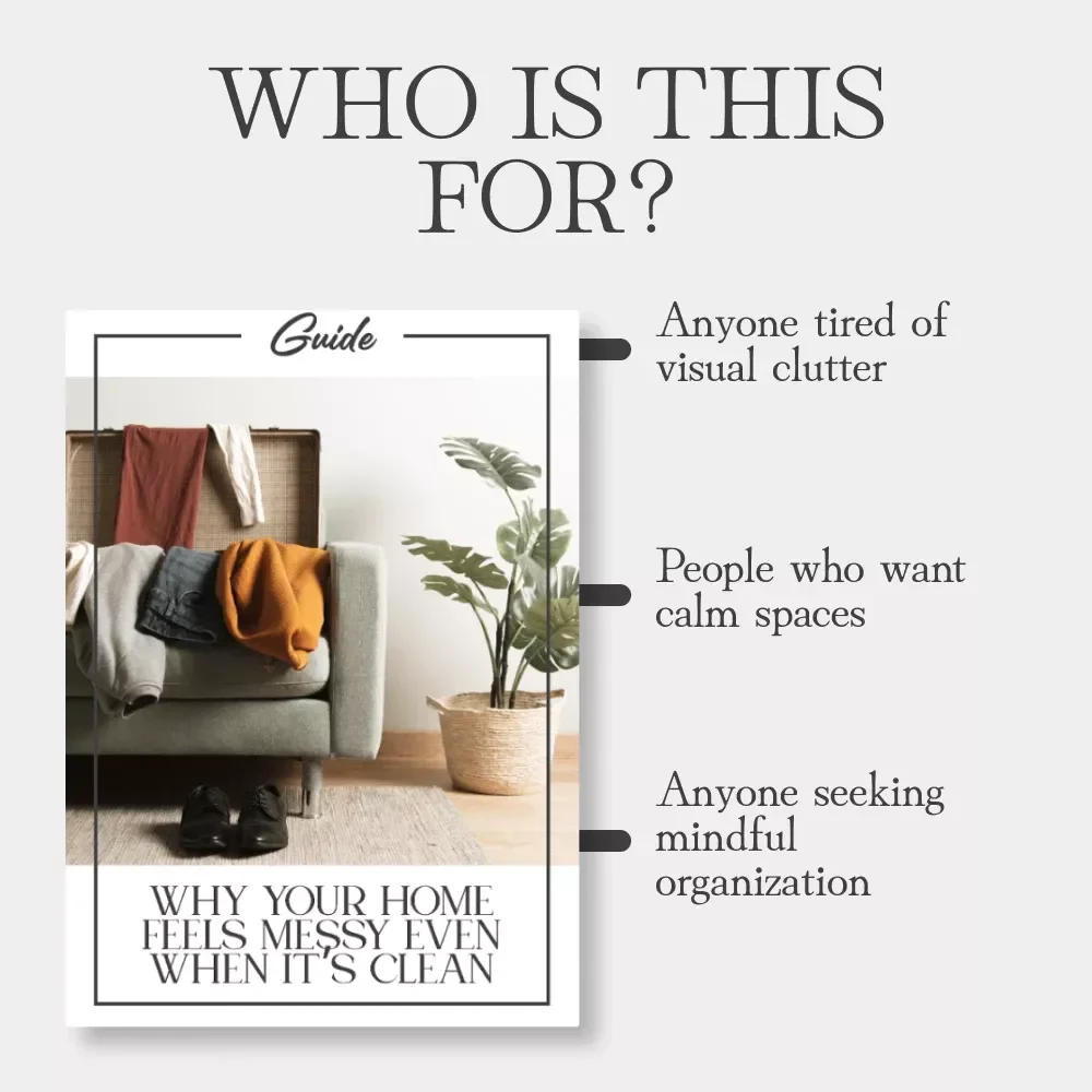Why Your Home Feels Messy Even When It’s Clean | Digital Guide to Creating a Calm, Organized Space | Decluttering, Emotional Attachments & Mindful Home Design | Printable PDF eBook Download