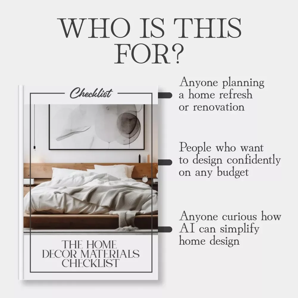 The Home Decor Materials Checklist | How to Pick Home Decor Materials Smartly | Printable Interior Design Guide for DIY Decorators and Homeowners