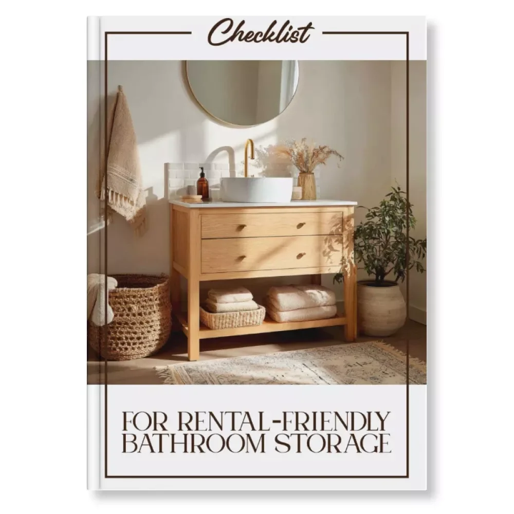 The Checklist for Rental-Friendly Bathroom Storage | Printable Guide & Tips for Rental Friendly Bathroom Storage | Small Bathroom Organization, No-Drill Storage Ideas