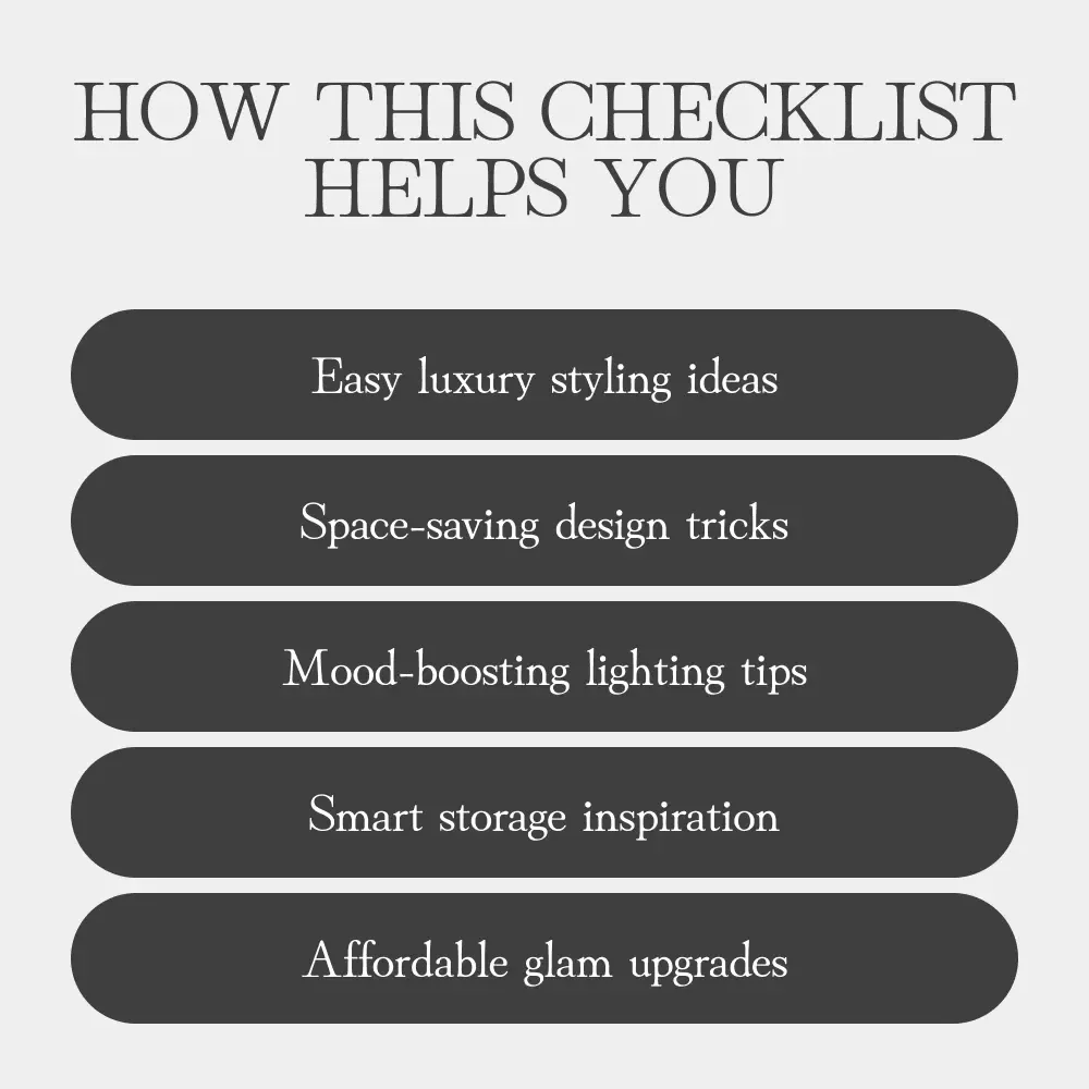 Luxe Vibes in a Small Bedroom – Printable Checklist | How to Make a Small Bedroom Feel Luxurious | Minimalist Home Styling Guide
