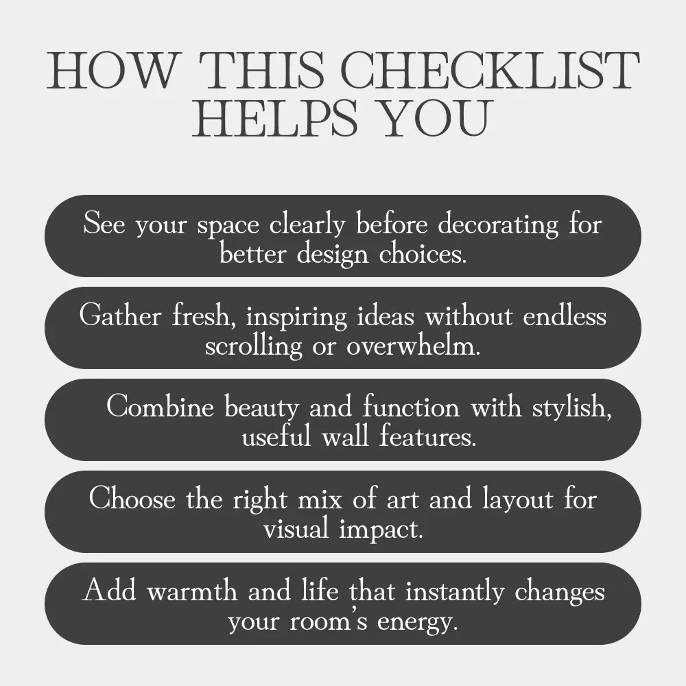 Empty Wall Fix: Quick Wins Checklist | Digital Download Home Decor Guide for what to do when your walls feel empty | Printable Interior Design Inspiration