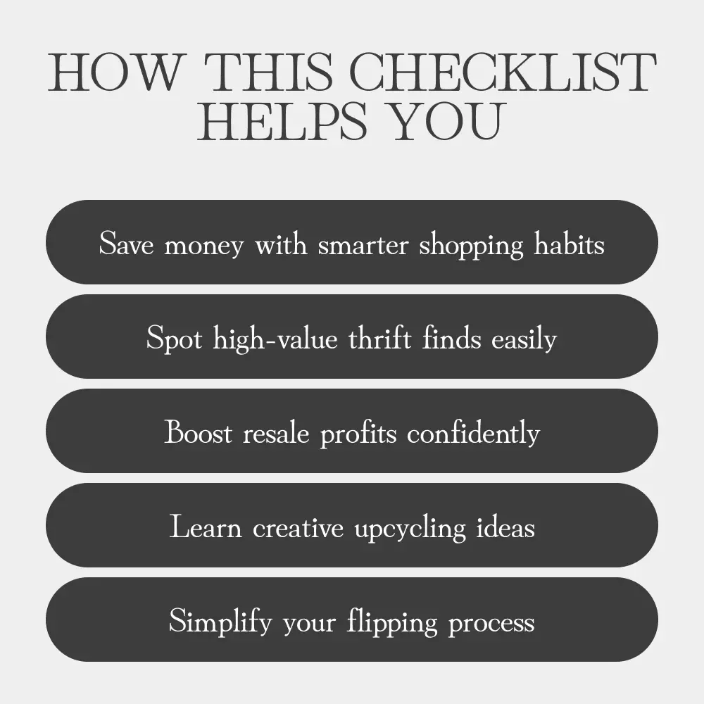 Thrift Flip Checklist: Turn Hidden Gems Into Cash! | Printable Guide for Resellers & Thrift Lovers | tips for flipping thrift finds | Digital Download