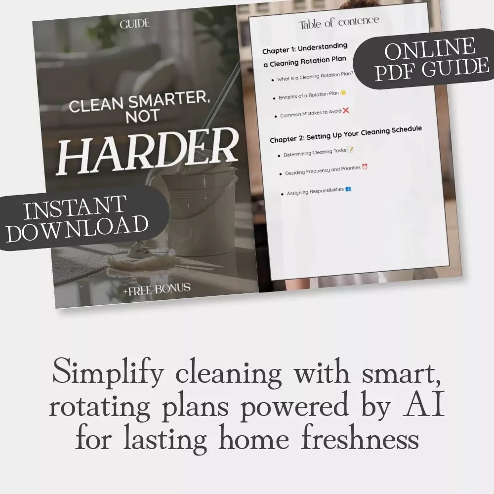 Clean Smarter, Not Harder | Digital Cleaning Guide for Home Organization | How to Make a Cleaning Rotation Plan eBook for Stress-Free Scheduling & AI Optimization