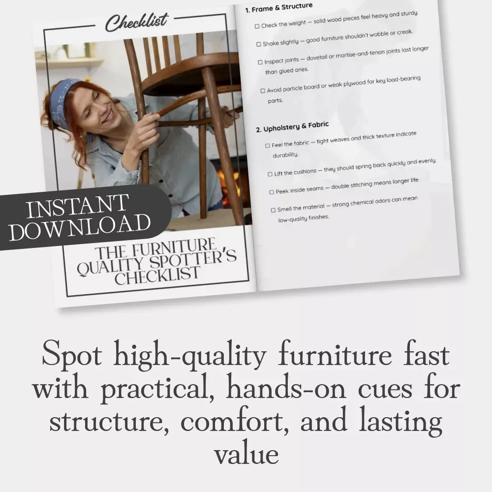 The Furniture Quality Spotter’s Checklist | How to Check Furniture Quality | Printable Home Décor Guide for Smart Shoppers, Interior Designers & Furniture Buyers