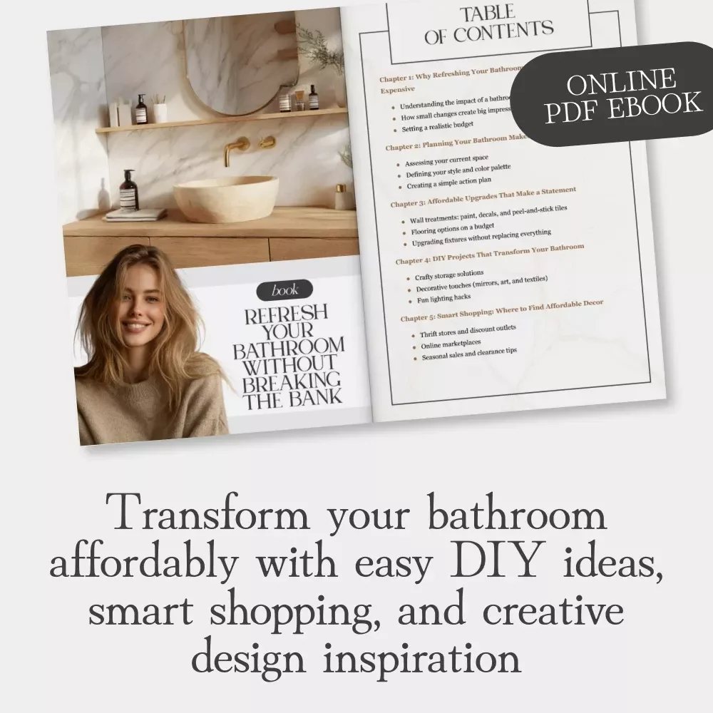 Refresh Your Bathroom Without Breaking the Bank | Budget-Friendly Bathroom Makeover eBook | Learn how to refresh bathroom decor on budget with easy DIY tips and affordable upgrades