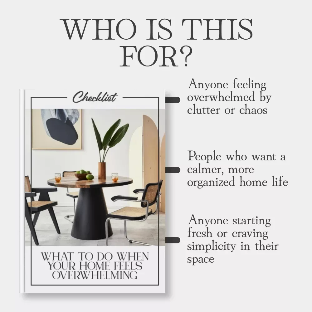 What to Do When Your Home Feels Overwhelming | Printable Home Organization Guide | Decluttering eBook | Digital Download Checklist for Calm & Control