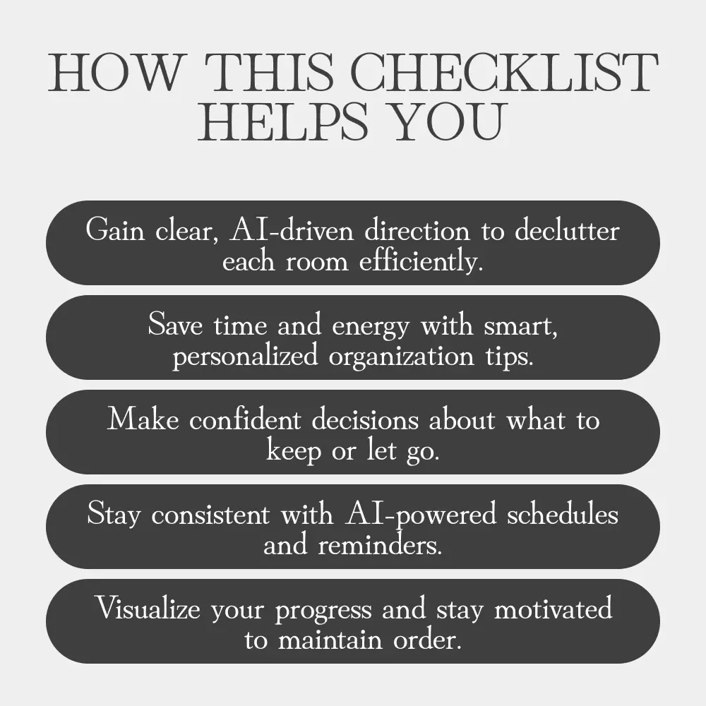 AI-Powered Decluttering Checklist: Turn Chaos into Calm | Digital Decluttering Guide | How to Use AI for Decluttering Plans | Home Organization Printable Download