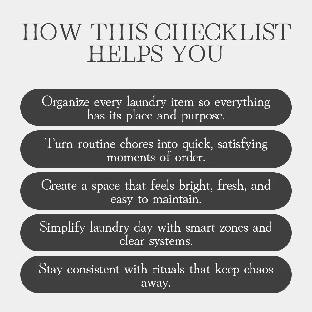 Sparkling Laundry Tips Checklist | How to Organize Your Laundry Area Like a Pro | Digital Download Home Organization Guide