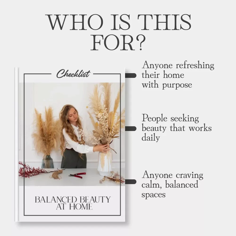 Balanced Beauty at Home | Printable Home Styling Checklist | Digital Download for How to Combine Decor and Function | Modern Interior Design Guide for Practical Elegance