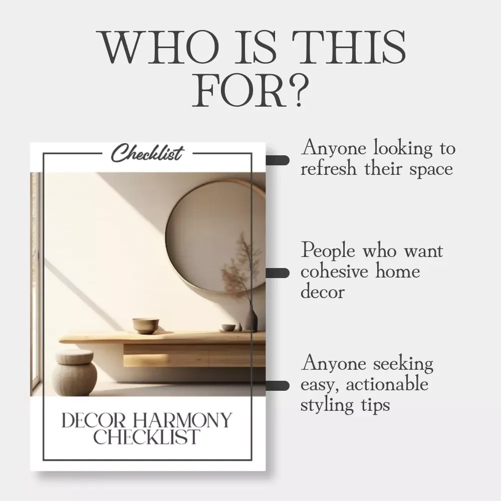 Decor Harmony Checklist – Step-by-Step Guide on How to Decorate Around Existing Furniture | Digital Download Checklist for Stylish, Cohesive Rooms