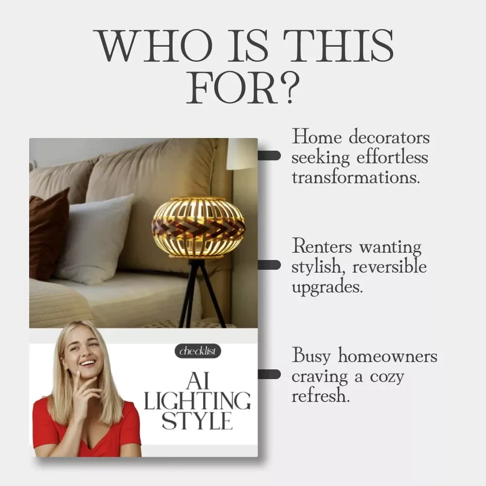 AI Lighting Style Checklist ✨ | Digital Home Decor Guide | Learn how to use AI to pick lighting styles for every room | Interior Design eBook for Modern, Cozy, or Elegant Spaces